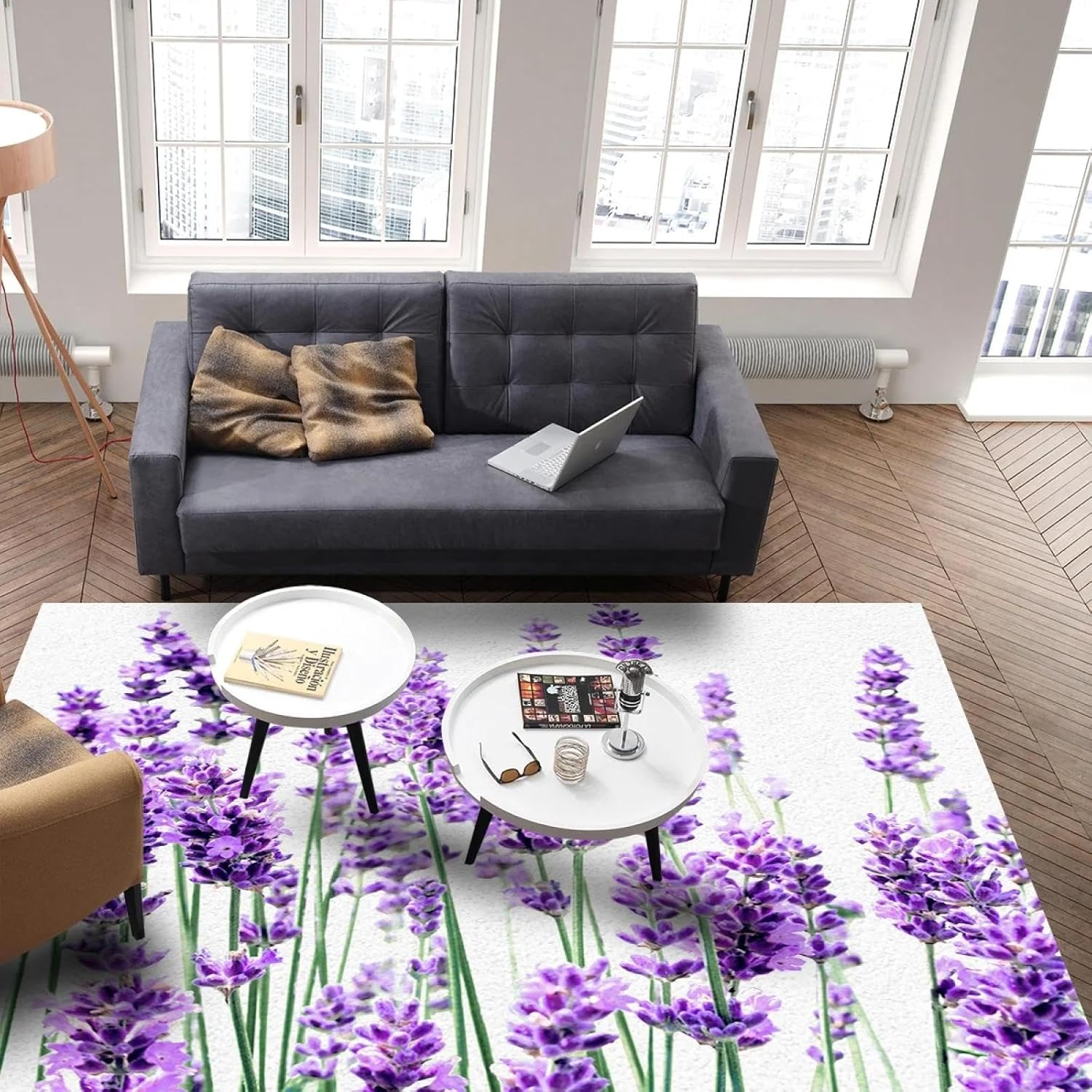 Flower Purple Lavender Plant Carpets for Bedroom Living Room Modern Home Floor Large Rug Entrance Door Mat 100x140cm