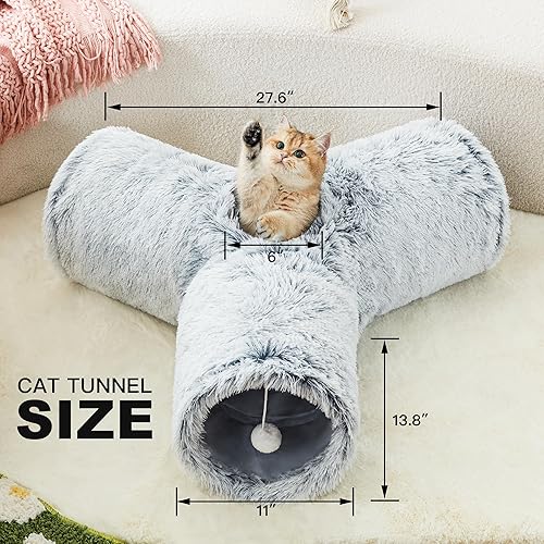 Vista 64 de Tempcore - Túnel para gatos con forma de tubo plegable de 3 vías, para interiores, juguete con forma de bola para mirar, para gato, cachorro, Moneda
