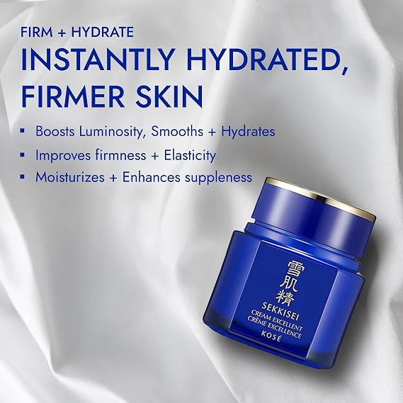 SEKKISEI Cream Excellent Facial Moisturizer, Anti-Aging Intensive Face Moisturizer for Firming, Facial Cream with Vitamin C, Ginseng & Cordyceps, Hydrating Treatment for Fine Lines & Dry Skin, 1.7 oz