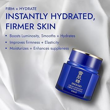 SEKKISEI Cream Excellent Facial Moisturizer, Anti-Aging Intensive Face Moisturizer for Firming, Facial Cream with Vitamin C, Ginseng & Cordyceps, Hydrating Treatment for Fine Lines & Dry Skin, 1.7 oz