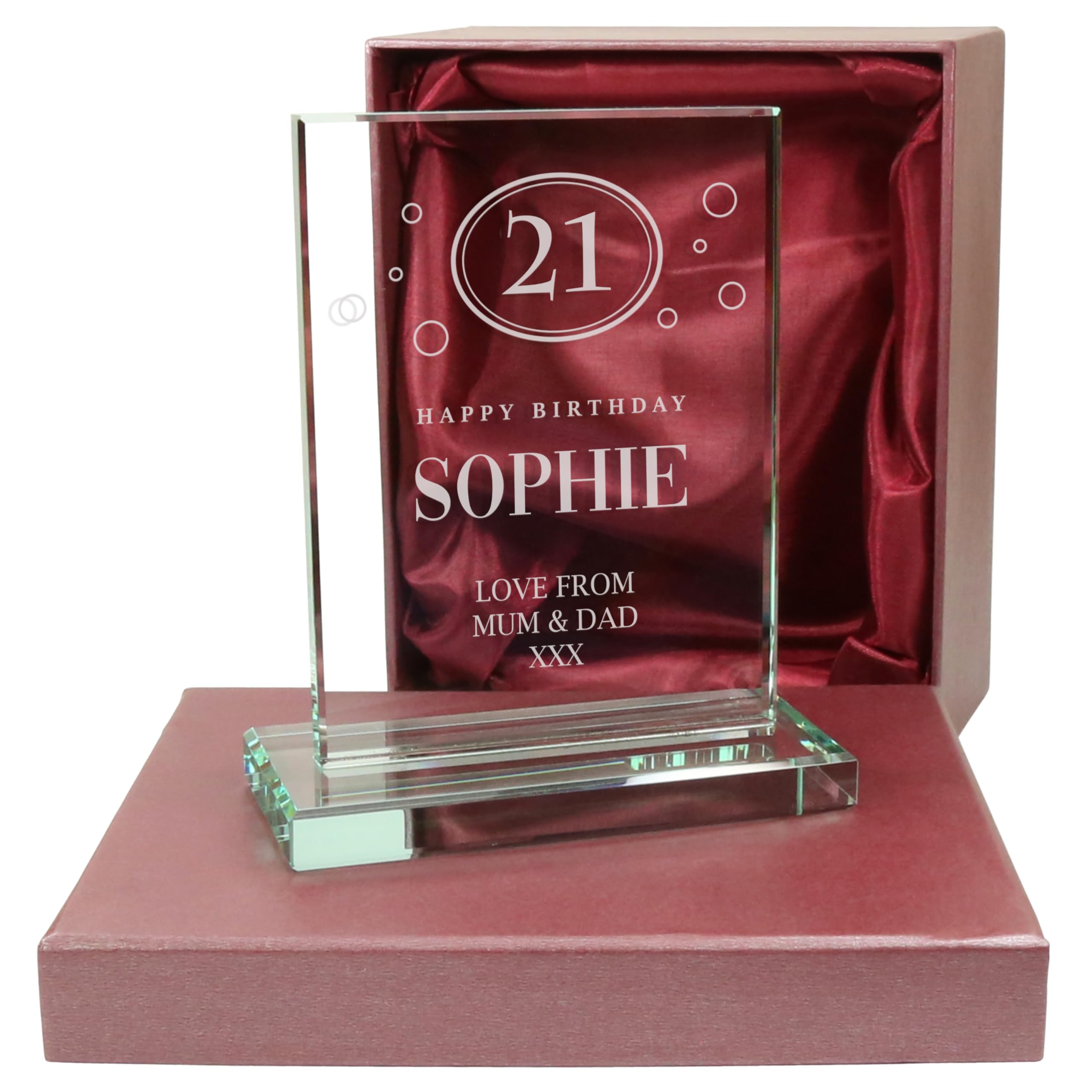 De Walden 21st Birthday Boy or Girl Personalised Presentation Glass Keepsake Plaque Twenty First Birthday Gift