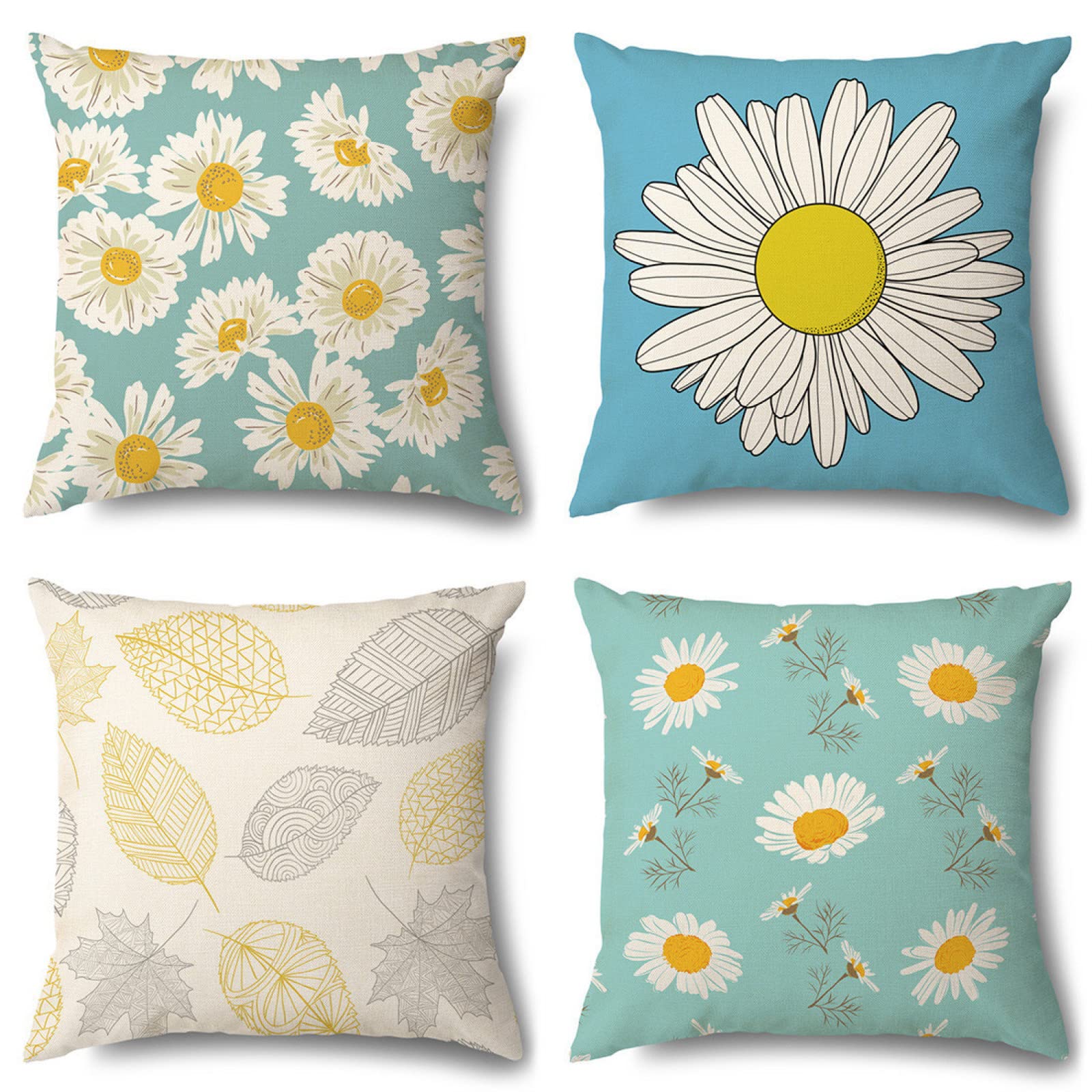 Taie d'oreiller 60x60cm lin haut de gamme lot de 4 housses de coussin carré avec zip invisible
