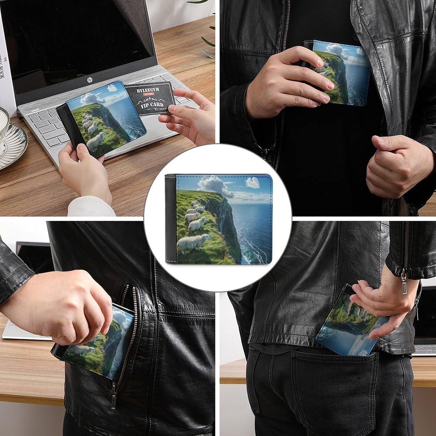 Irish Sheep Novelty Wallet Soft Slim Front Pocket Bifold Purse with ID Credit Card Holder