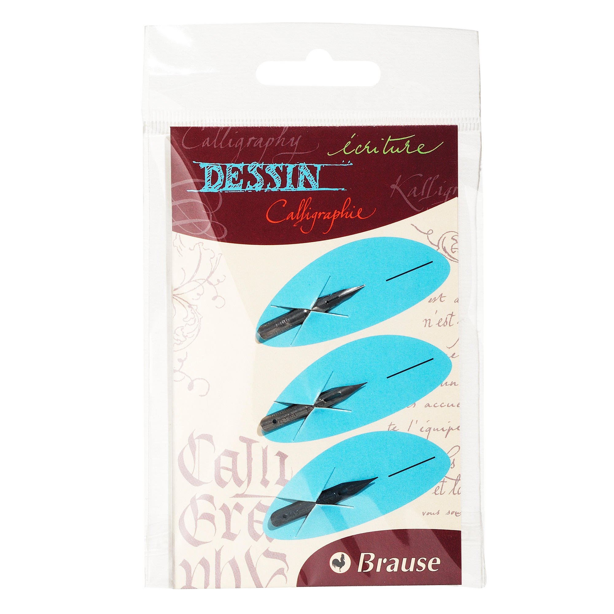 Brause Pennini Da Disegno - Confezione 3 Pezzi, Metallico Morbido, Per Calligrafia E Scrittura - Foto 2