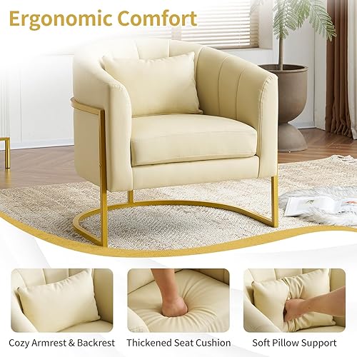 Vista 4 de OmySalon Silla de manicura de poliuretano, soporte de metal dorado Morden con reposabrazos cómoda almohada para salón de belleza, sala de uñas