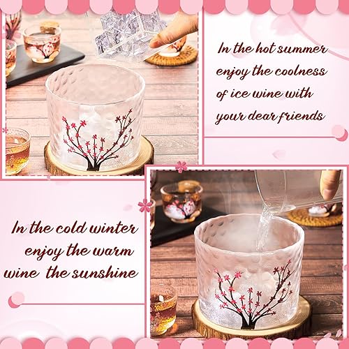 Miniatura 6 de Irenare Juego de 4 tazas de sake japonés con diseño de flores de cerezo rosa, incluye 1 botella de sake, 1 tanque de sake y 4 tazas de sake para