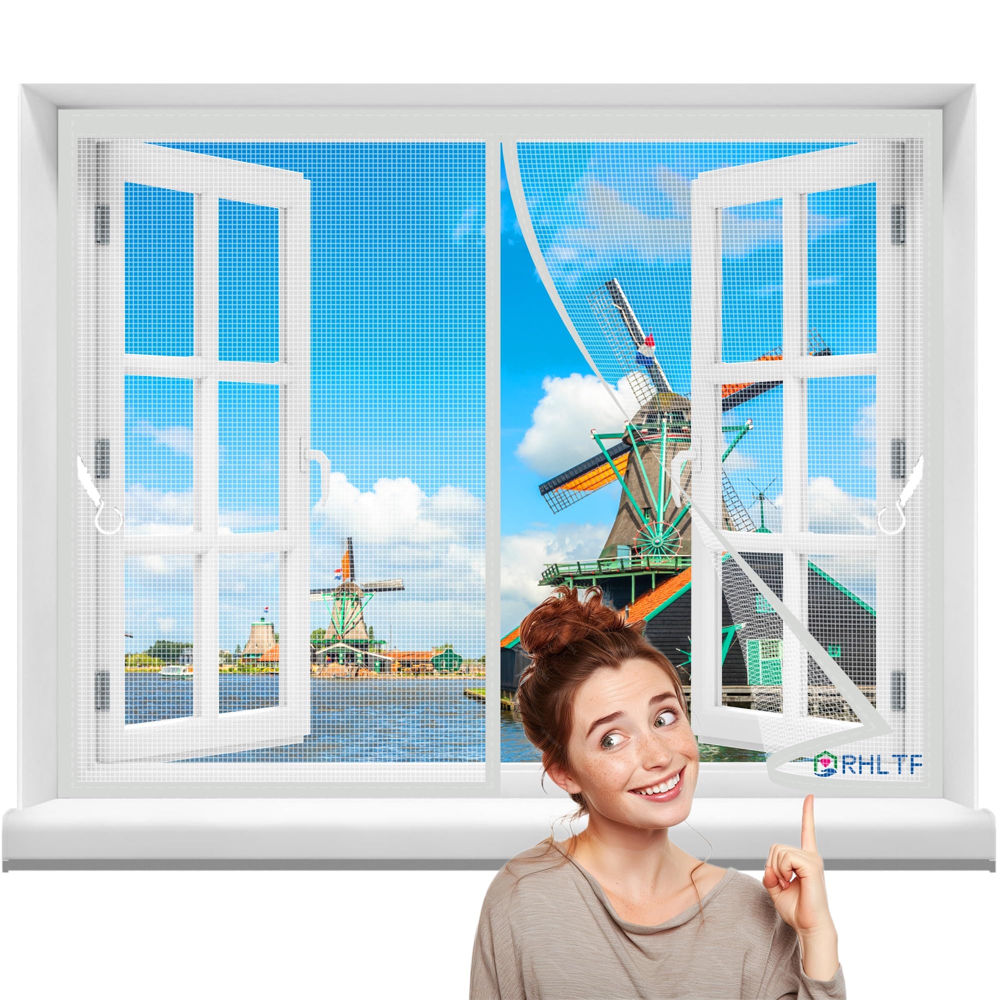 Rhltf White Magnetic Screen Window 170X110cm Net Mosquito Door Screen,Top-To-Bottom Seal Automatically,Keep Away From Mosquitoes Curtain For Balcony Sliding Doors Living Room Children's Room