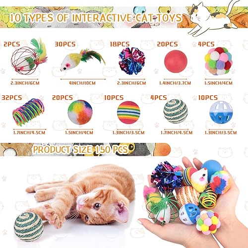 Miniatura 2 de Shappy Paquete de 150 juguetes para gatos, paquete de juguetes de Navidad a granel, variedad de juguetes divertidos e interactivos, incluyendo