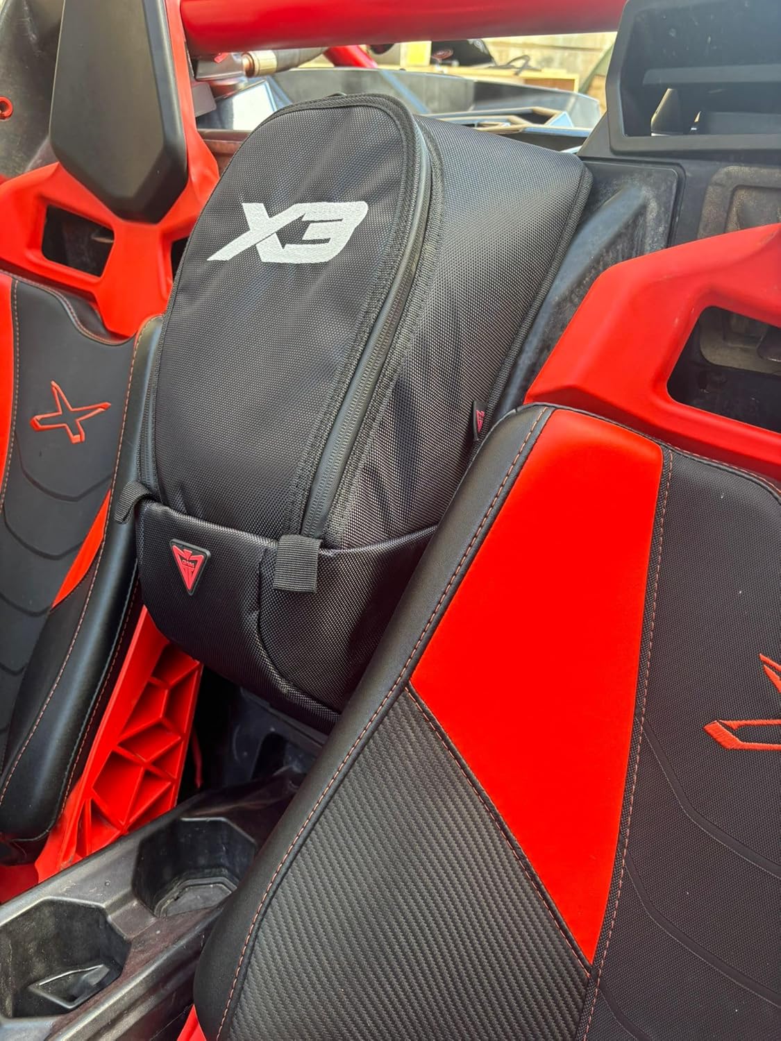 Can-am Maverick X3 Side Doors Bags And Seat Bag Black Carbon Style X3 Logo 3 pcs (All Black Glow X3 Logo), 850006