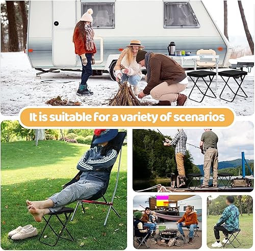 Miniatura 5 de Taburete plegable portátil y silla plegable, silla portátil ligera para adultos, soporta hasta 250 libras, pequeño taburete de campamento para