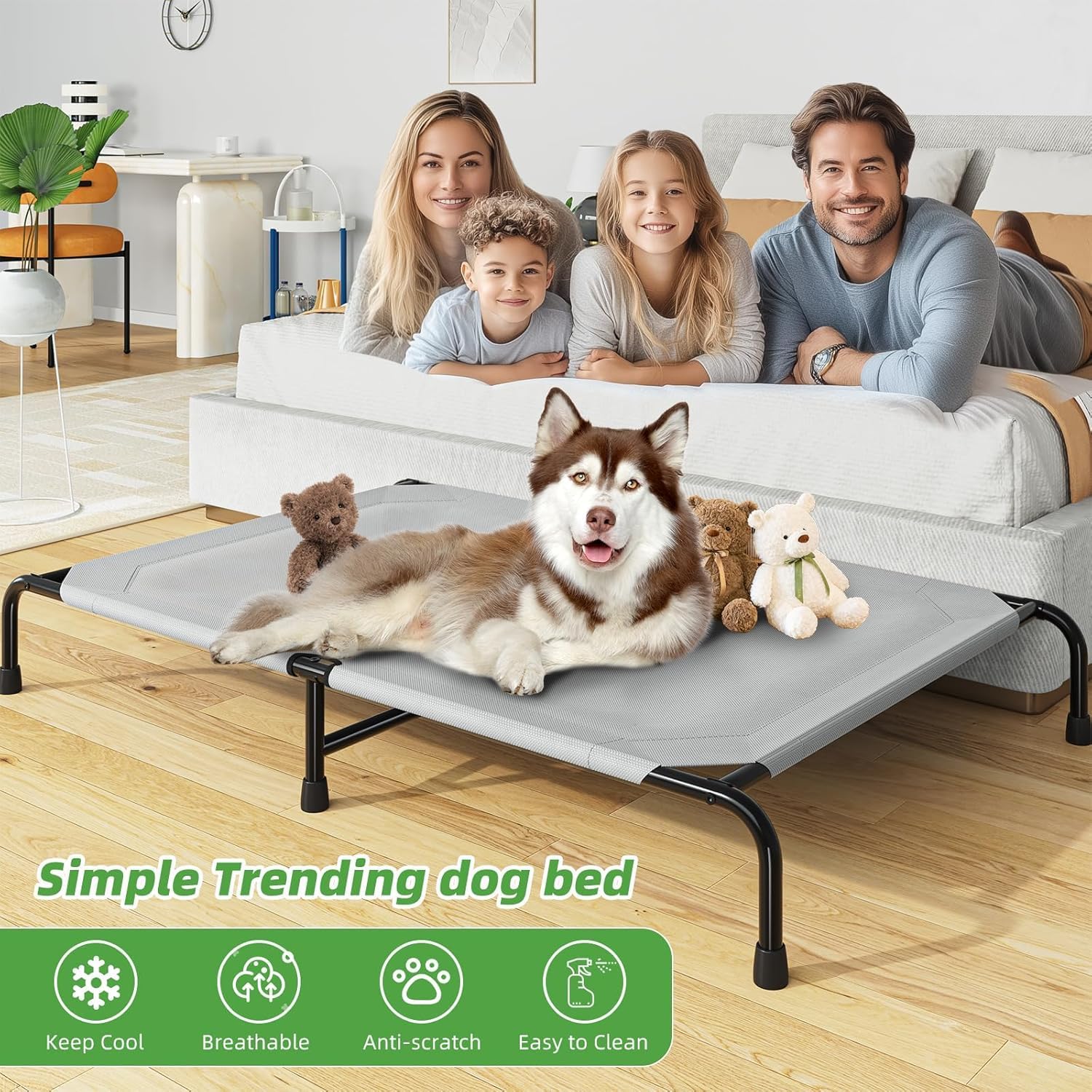 Simple Trending Raised Dog Bed for Extra Large Dogs, XL Dog Cot, Grey image 2