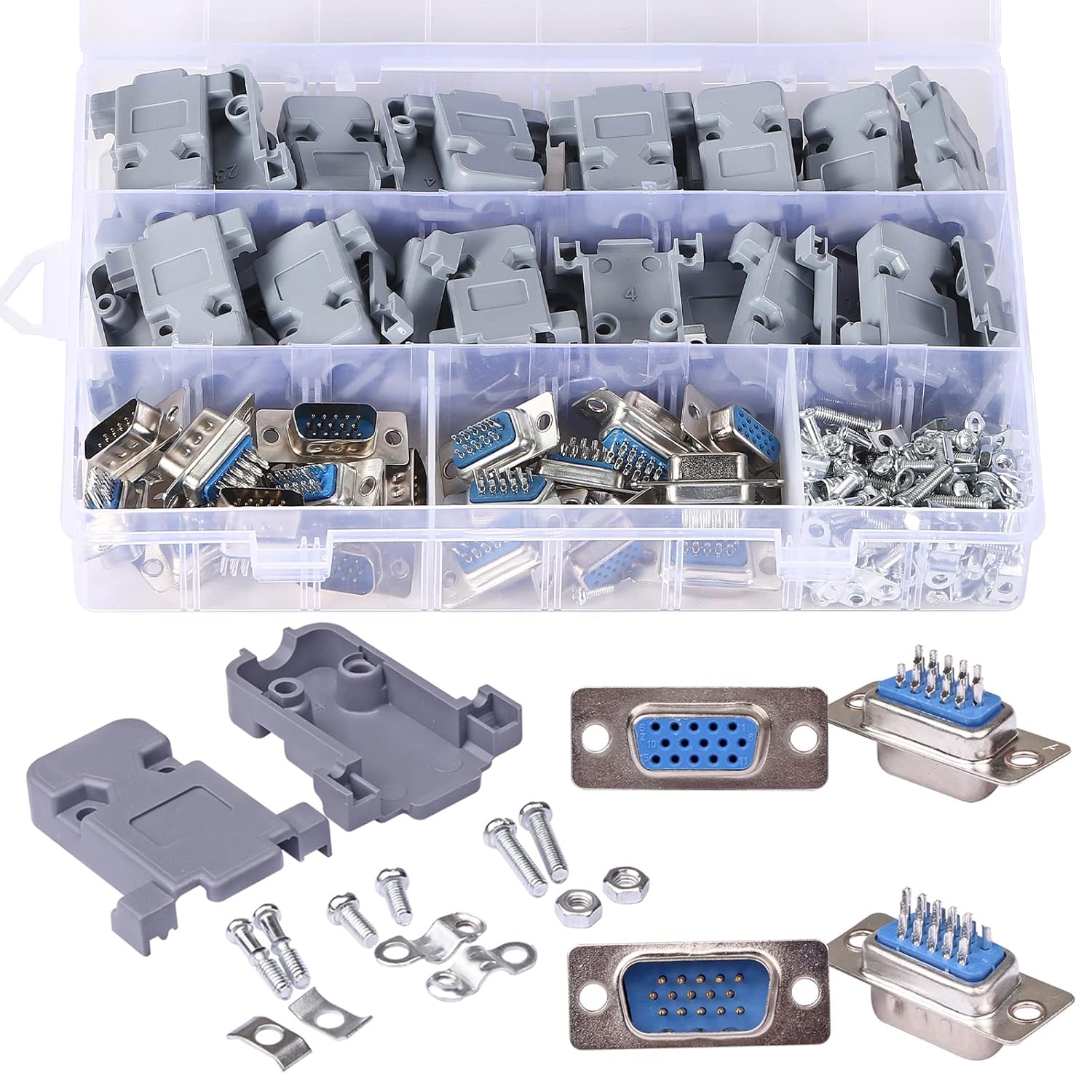 ANMBEST VGA Solder Connector, 15PIN 3 Rows RS232 Terminal Adapter