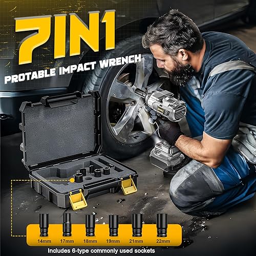 Miniatura 5 de Llave de impacto inalámbrica de 1/2 pulgada para batería Dewalt de 20V, 1000FT-LBS(1360N.m) Pistola de impacto eléctrica sin escobillas, Llave de