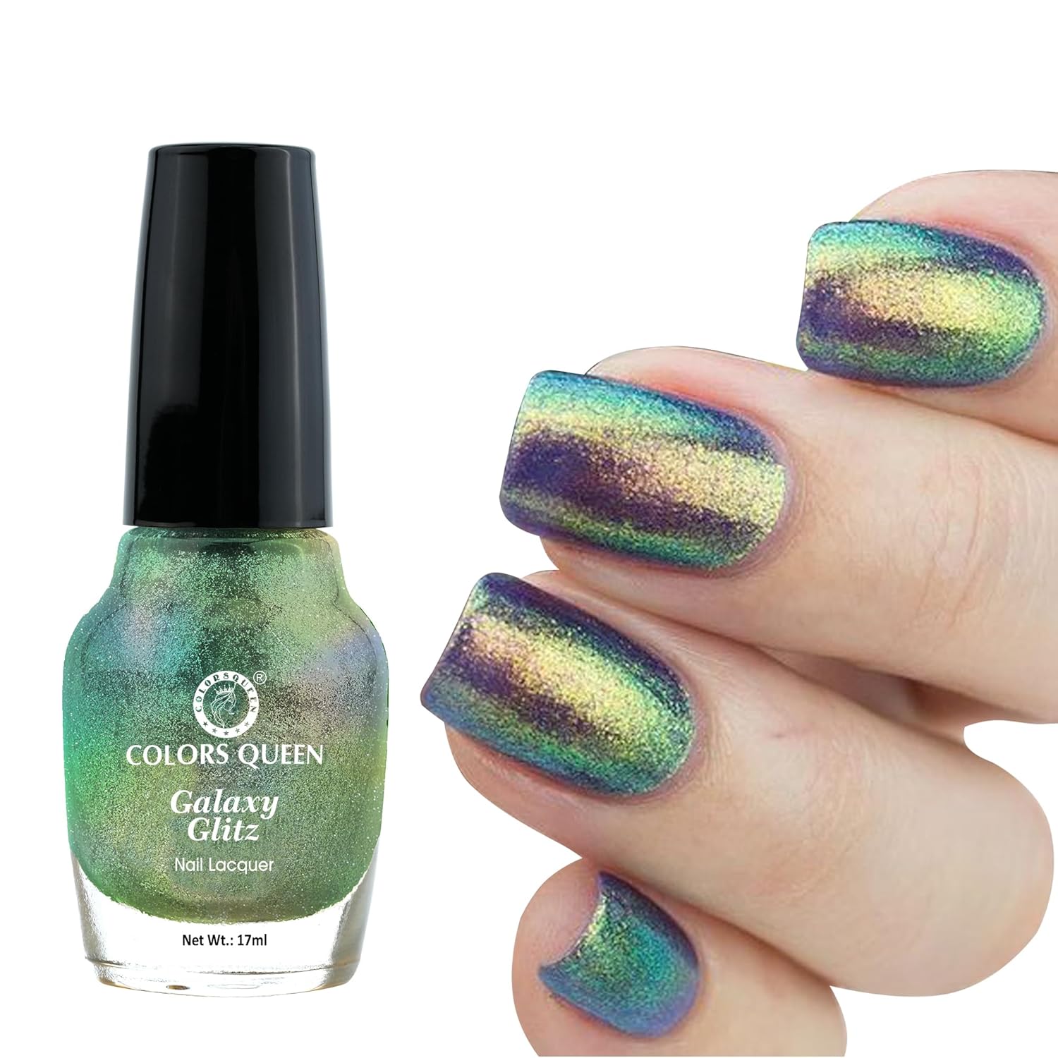 Colors Queen Galaxy Glitz Nail Lacquer | Glossy Nail Polish | Long Lasting | Chip Resisting Formula, Effortless Application | Vegan and Cruelty Free (132 – Pearlesent, 17ml)