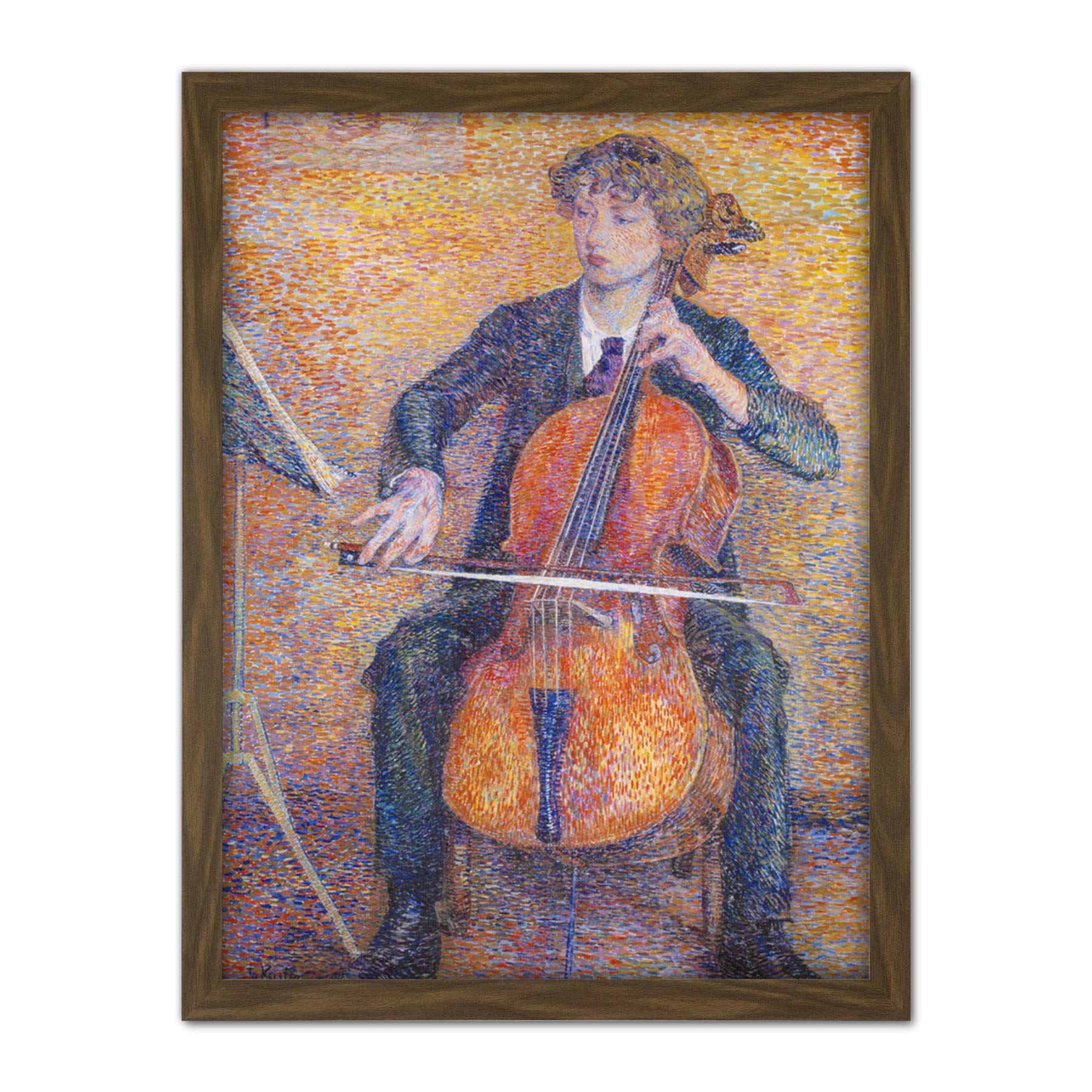 Artery8 Koster Young Man Playing Cello 1910 Painting Artwork Framed Wall Art Print 18X24 Inch