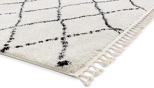 Miniatura 9 de Well Woven Chessa - Alfombra con diseño de enrejado de diamantes, color gris, Marroquí, Celosía marfil