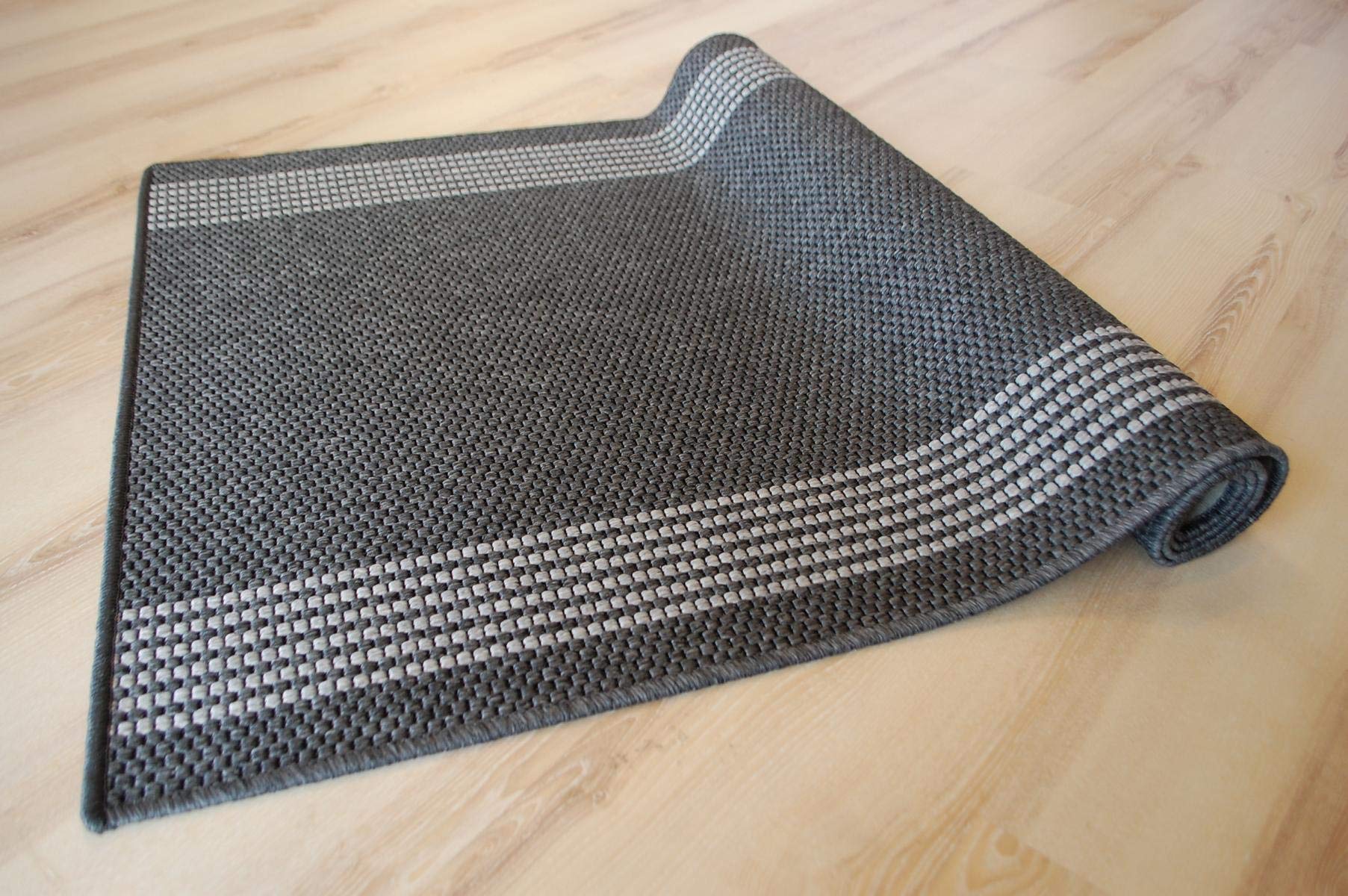 Teppich Läufer Natura 3427 anthrazit dunkel grau Meterware 67, 80 cm Breite (80 cm, 300 cm)