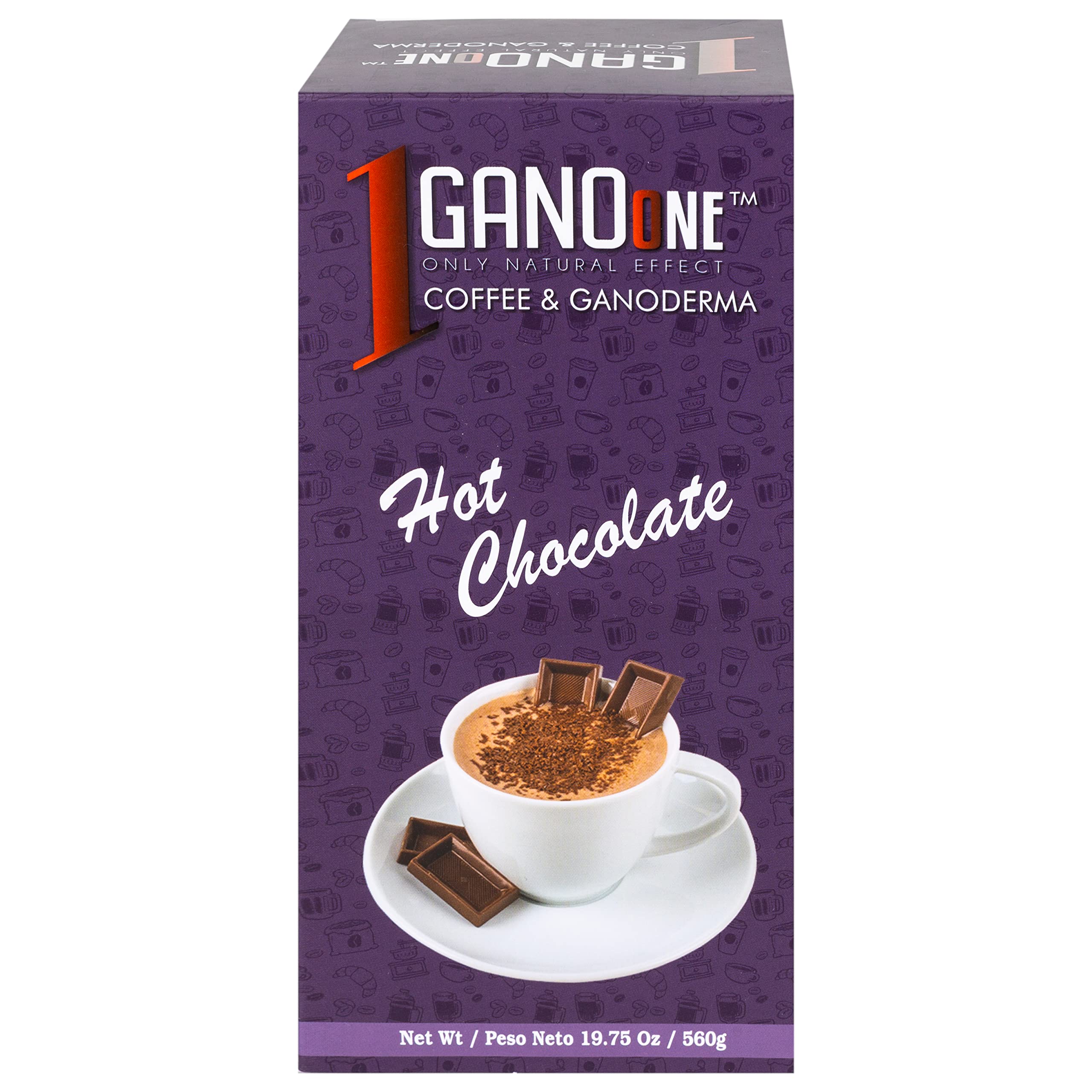GanoOne2 Boxes Hot Chocolate - with Organic Ganoderma Extract - Blend with Natural Cocoa, Creamer and Sugar - Easy to Use 20 Single-Serve Sachets