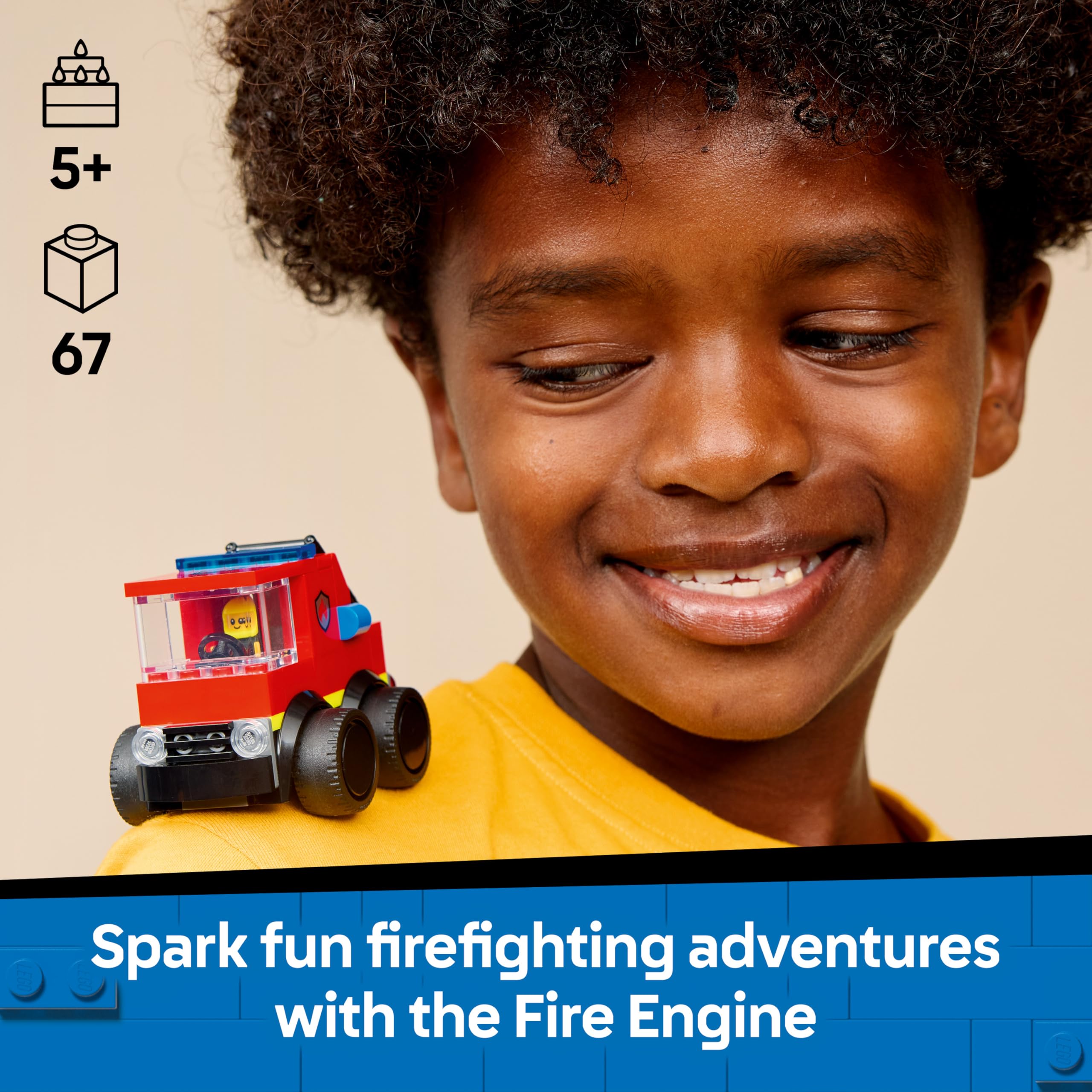 LEGO City Rides, Fire Engine Toy, Emergency Vehicles Building Set w/a Firefighter Junior Minifigure, Party Bag Fillers - Image 3
