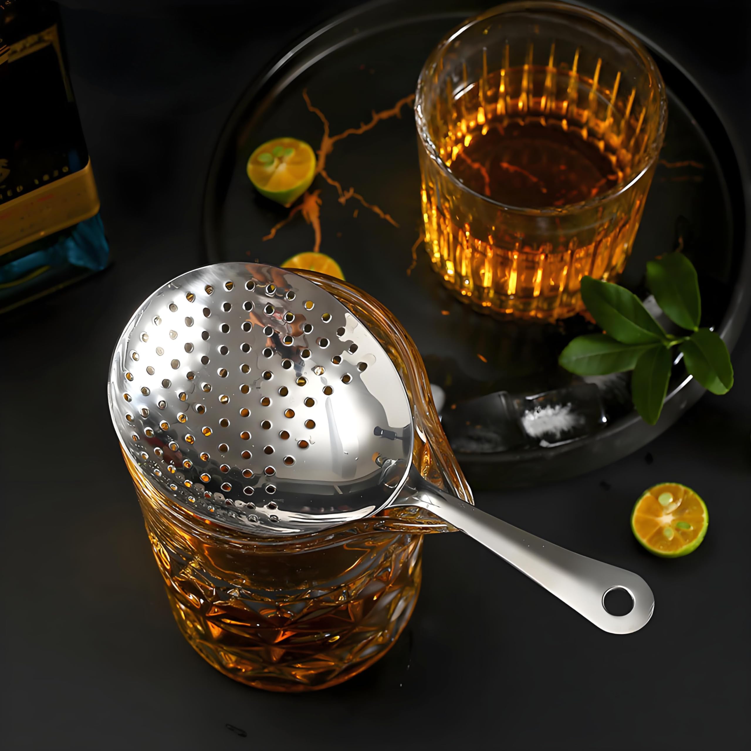 Paquete de 2 coladores profesionales para barman Julep – Colador de cóctel de cobre antiguo de acero inoxidable 304 para bar y camareros en casa, perfecto para cocteleras y vasos para mezclar 4