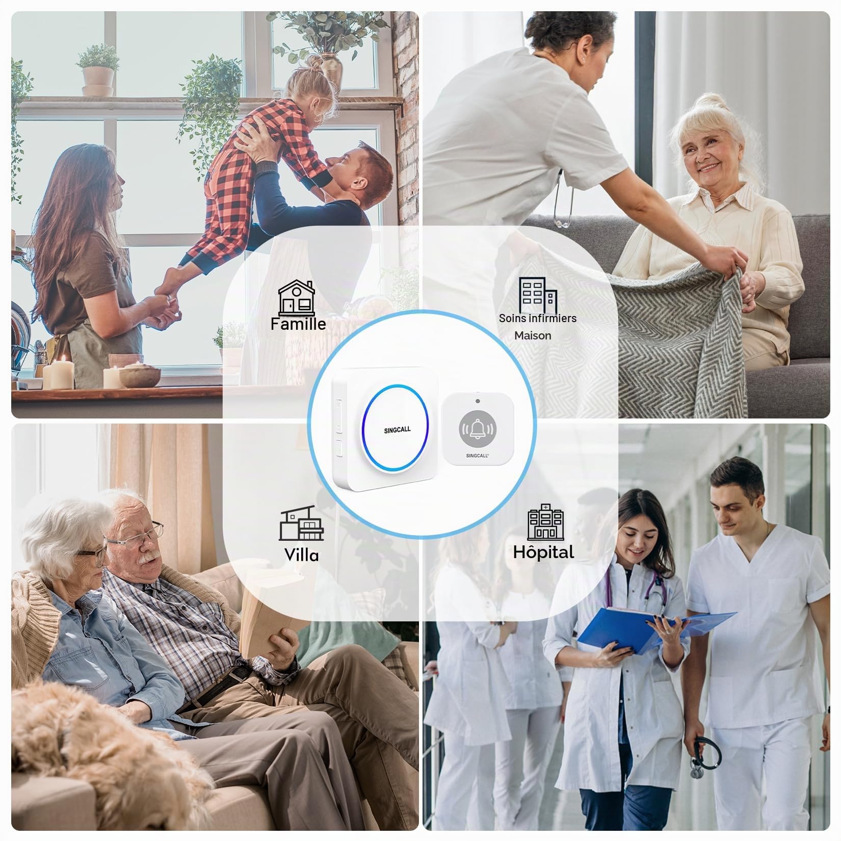 SINGCALL Système d'Alarme Panique Portable sans Fil pour Les Personnes Âgés