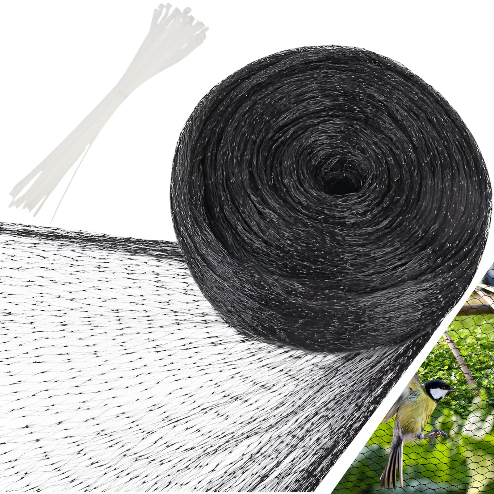 Vaskula Filet Anti Pigeon Ouverture 0,78x0,78 Pouces Filet Anti Oiseaux 4 x 15M Réutilisable Robuste avec 50 Attaches Cravates
