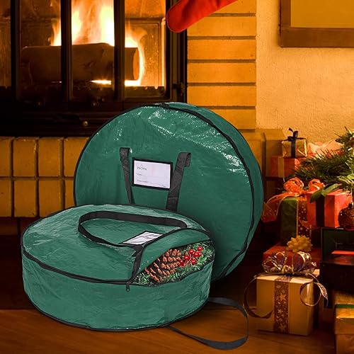 Miniatura 4 de ProPik Bolsa de almacenamiento para corona de Navidad de 30 pulgadas, contenedor navideño con material resistente a desgarros, con asas resistentes