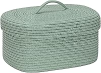 Vista 18 de Cesta de almacenamiento redonda de cuerda de algodón Sea Team con tapa, contenedor de almacenamiento tejido con tapa, contenedor de almacenamiento