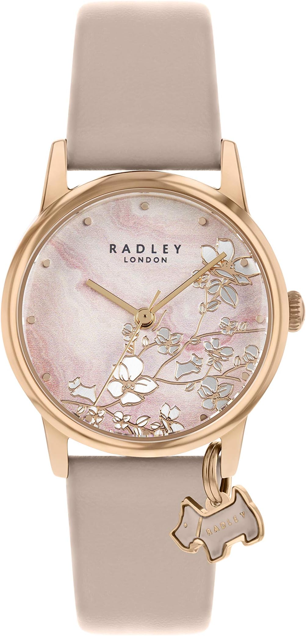 RADLEY Botanical Floral Ladies Light Pink Leather Strap Small Trailing Flower Watch RY2884