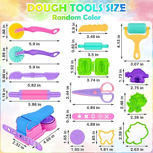 Miniatura 2 de 38 herramientas de masa para niños  Juego de accesorios de arcilla para modelar pastel con cortador de pizza, rodillo, tijeras de seguridad, prensa