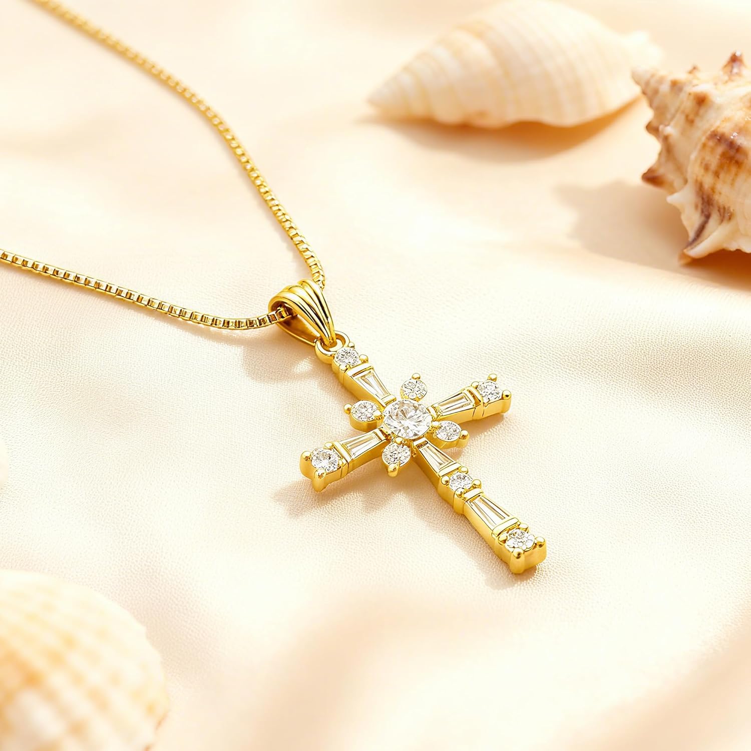 Cross Necklace for Women, 14K Gold Silver Cross Pendant Necklace, Diamond Plated Pendant Necklaces, 2 PCS Gold Silver Cross Necklaces Cute Trendy Gold Faith Cross Jewelry Gifts for Women - Image 6
