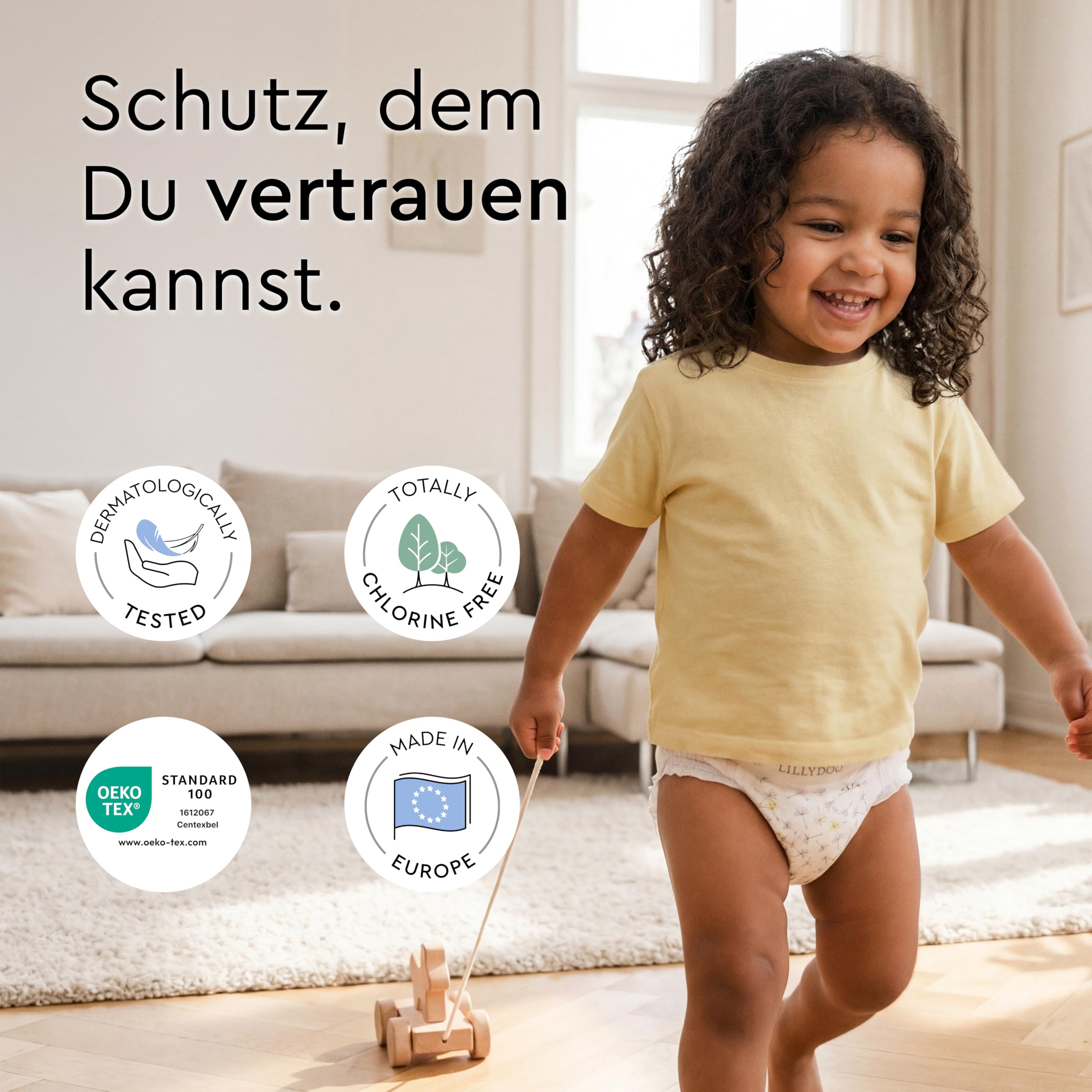 LILLYDOO Baby Windeln Pants Größe 5 (11+ kg) Monatsbox 132 Höschenwindeln Auslaufschutz Hautfreundlich Weich Ohne Lotionen