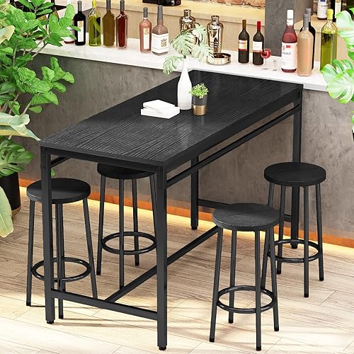 Miniatura 1 de Recaceik Juego de mesa de comedor de bar para 4, mesa de bistró de cocina y sillas para 4, moderno juego de mesa de cocina y comedor, mesa de altura