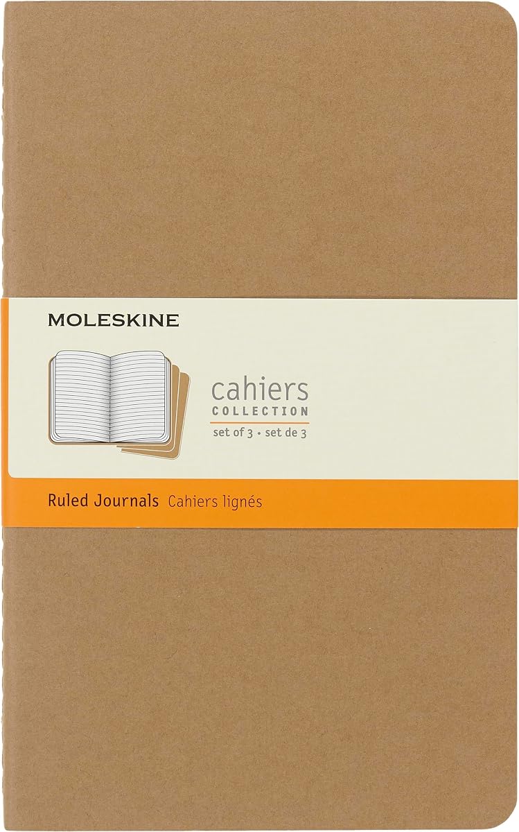 Cahier Journal, Soft Cover, Large (5" x 8.25") Ruled/Lined, Black, 80 Pages (Set of 3)