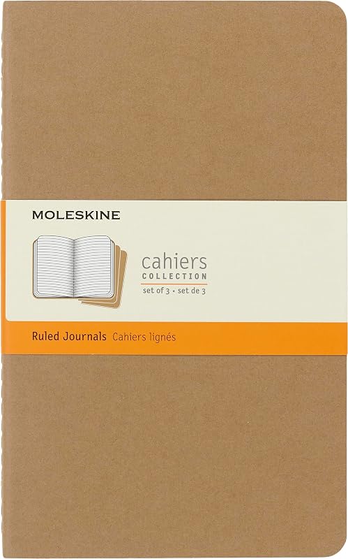 Cahier Journal, Soft Cover, Large (5" x 8.25") Ruled/Lined, Black, 80 Pages (Set of 3)