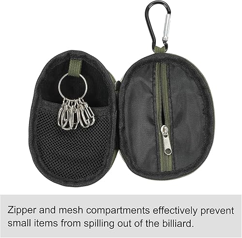 Miniatura 3 de Bolsa de almacenamiento para accesorios de billar, bolsa de tiza portátil con clip, monedero de fijación para billar, accesorio de billar, verde