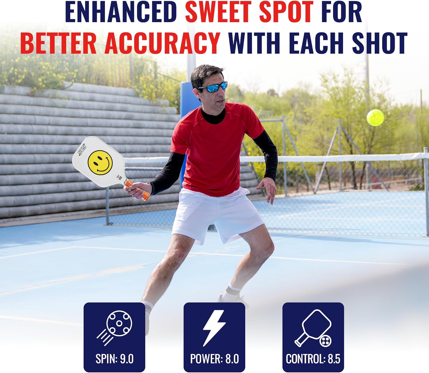 SCS Carbon Fiber Pickleball Paddle – USAPA Approved 2024 – Lightweight, Enhanced Spin, Sure-Grip Handle – Evo-Lite Series for Intermediate Players