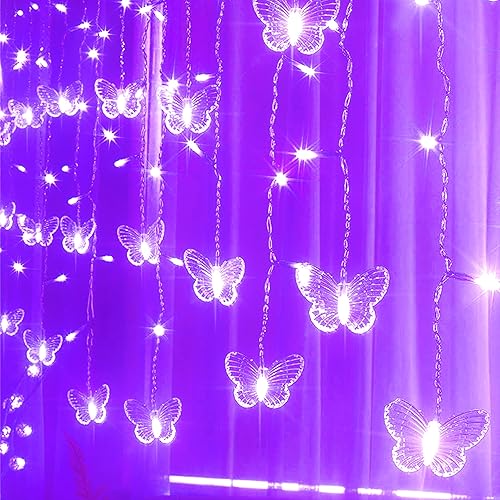 Guirnalda de luces de mariposa con enchufe USB, 8 modos, 120 LED, 20 pies, luciérnaga, temporizador, con control remoto, alambre de cobre