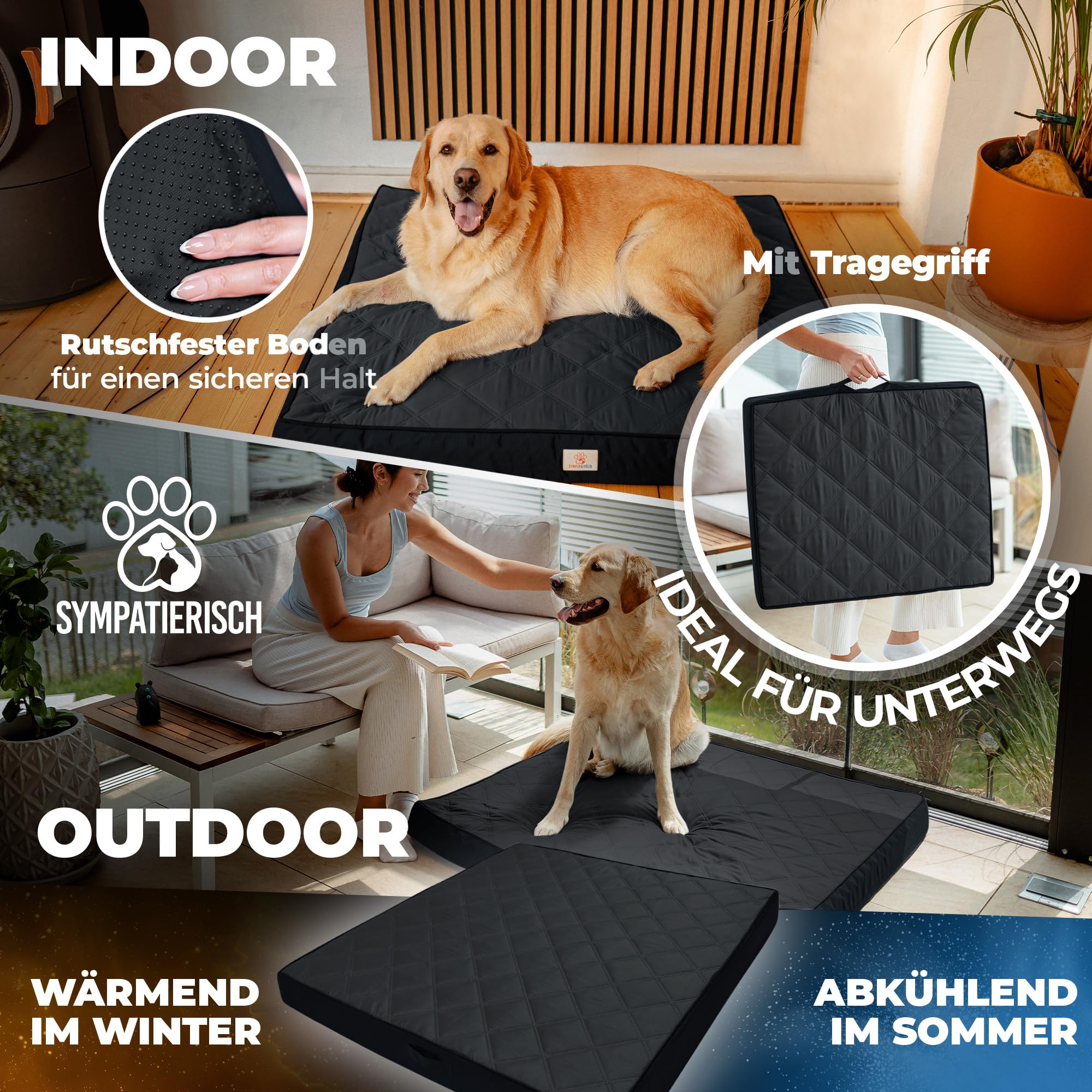 Cama ortopédica para perros resistente al agua – La nueva alfombra favorita para perros de tu nariz de pelo, cojín antideslizante para perros, cesta para perros, funda lavable | perros pequeños a