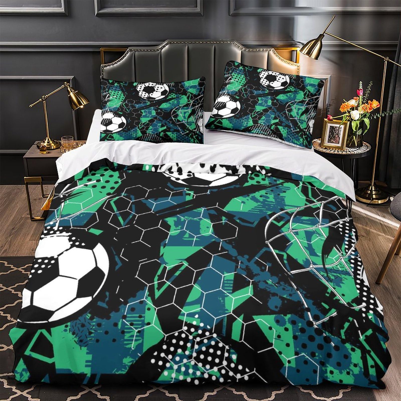 Parure de lit respirante et housse de couette douce en microfibre anti-plis 135x200 cm
