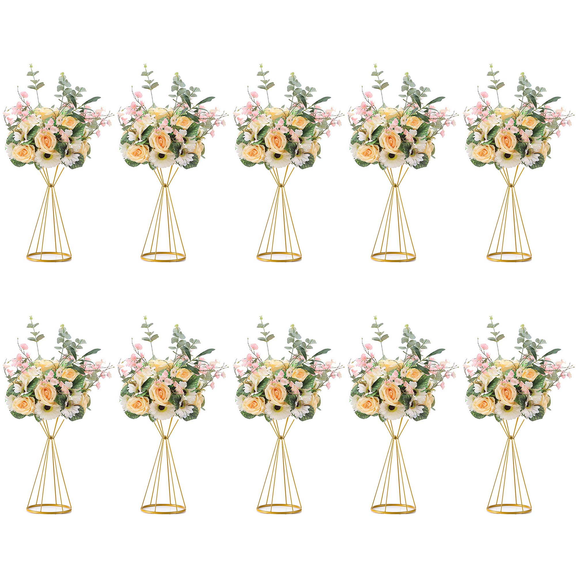 Sziqiqi 10 Piezas Soporte De Flores De Centro De Mesa para Boda, Florero de Plomo de Flores Artificiales, Jarrones Decoración para Celebraciones de Boda Partido Eventos Fiesta