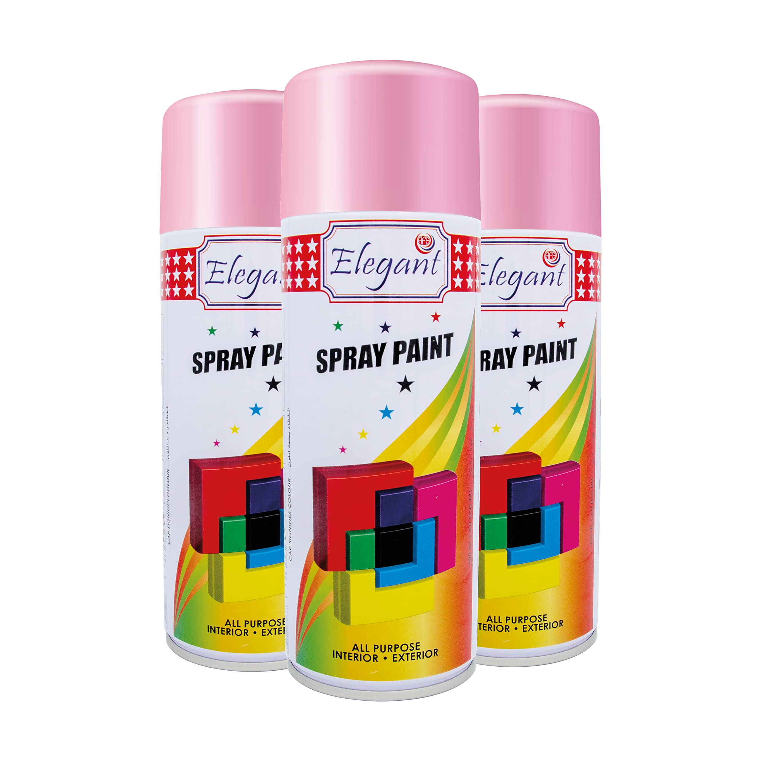 Elegant Multipurpose SPRAY PAINT – Light PINK – 400ML – PACK OF 3, 3-Pack (400ML x 3 Pcs) – Fast Drying DIY Paint – All Weather Resistance – Interior And Exterior Acrylic Paint