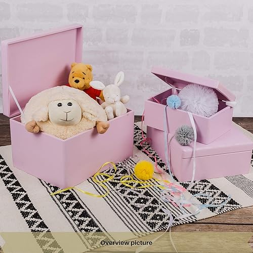 Miniatura 8 de Caja de almacenamiento de madera rosa XL con tapa con bisagras, 15.8 x 11.8 x 5.5 pulgadas (+-0.5), caja de regalo para herramientas, zapatos de