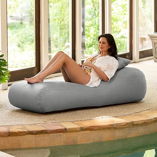 Jaxx Arlo Outdoor Bean Bag Sun Lounger | Pool Patio Chaise Recliner |, Granite