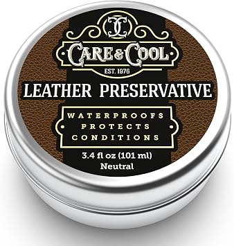 Care & Cool Ultimate Leather Conditioner and Protector 3.4 oz. Waterproofs, Restores, and Heals Your Shoes, Boots, Purses, Jackets, Couch, and Furniture. Setting the Standards Since 1976.