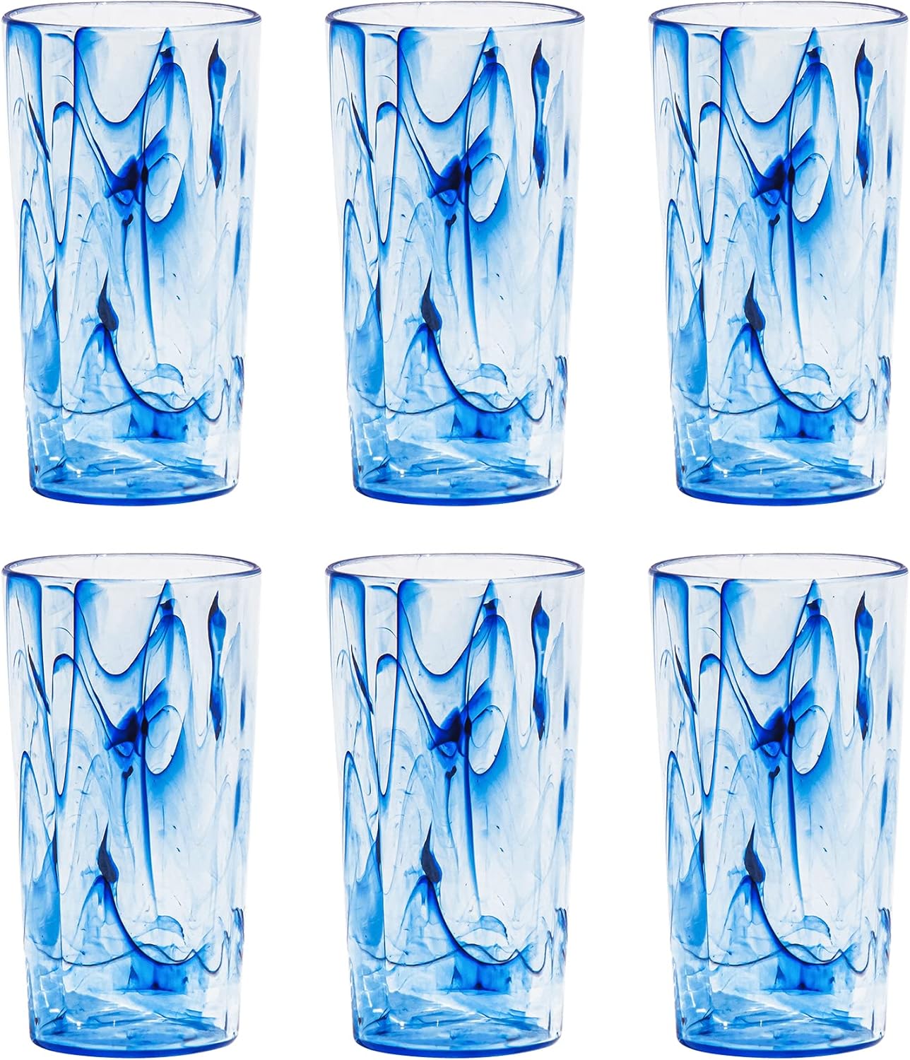 Aegean 23 oz Durable Acrylic Jumbo Drinking Glasses, Shatter-Resistant and Dishwasher-Safe Indoor/Outdoor Drinkware, Ideal for Water, Iced Tea, Juice, and Cocktails - Blue - Set of 6