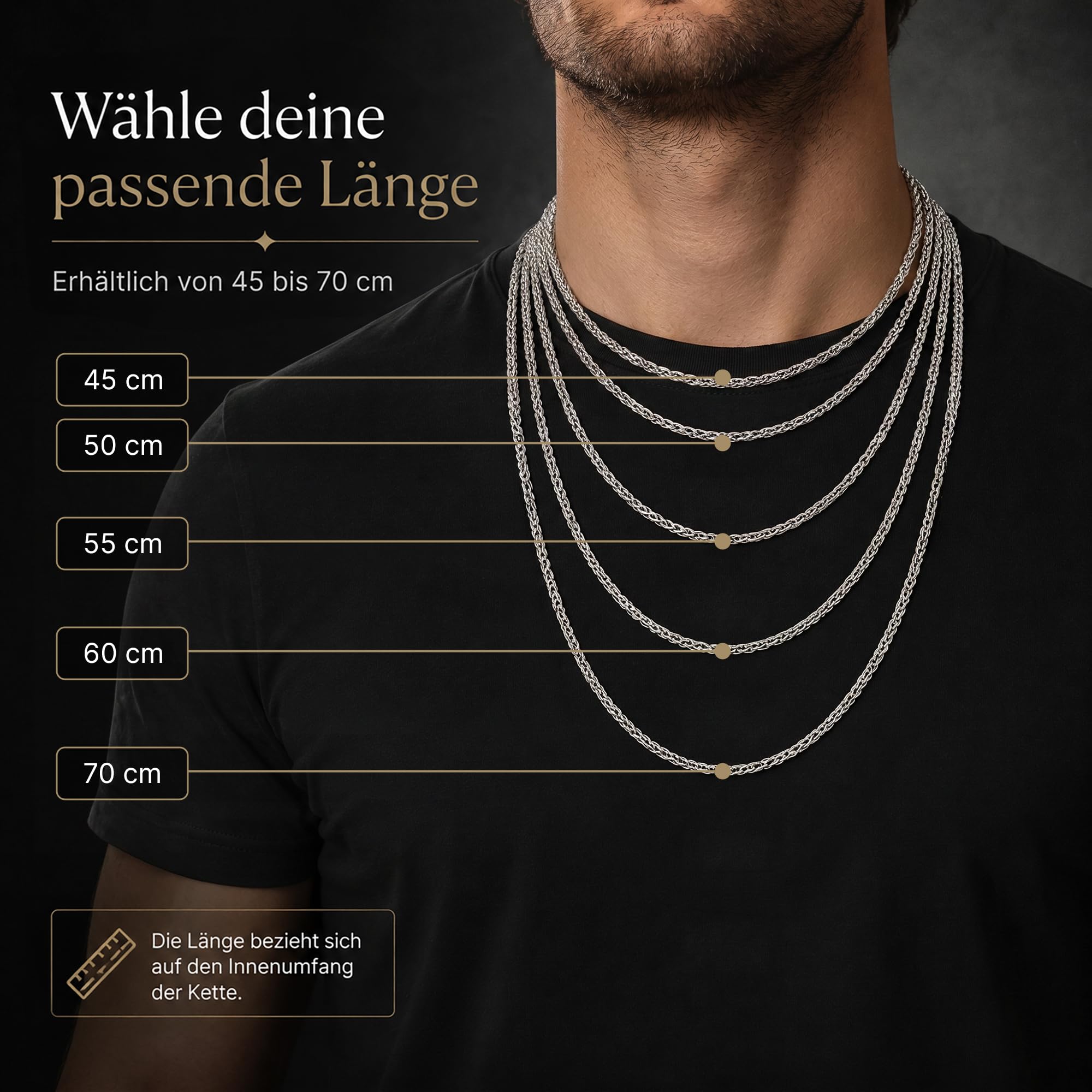 Königskette 925 Silber Kette Herren Halskette 3 mm 101095-0 | Silberkette 925er Sterling-Silber massiv mit Schmuck Box in den Längen 45 50 55 60 70 cm verfügbar