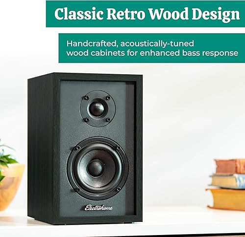 Miniatura 4 de Electrohome Montrose, reproductor de discos de vinilo actualizable con Berkeley, altavoces Bluetooth alimentados, tweeter de 1 pulgada y controlador