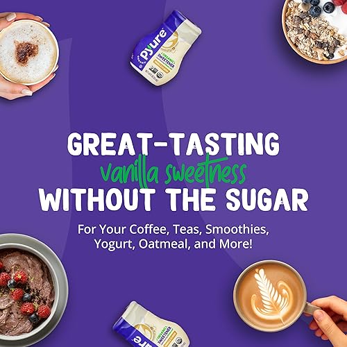 Miniatura 6 de Pyure Gotas de stevia líquidas orgánicas de vainilla  Edulcorante líquido stevia sustitutos del azúcar keto  Cero calorías cero azúcar cero