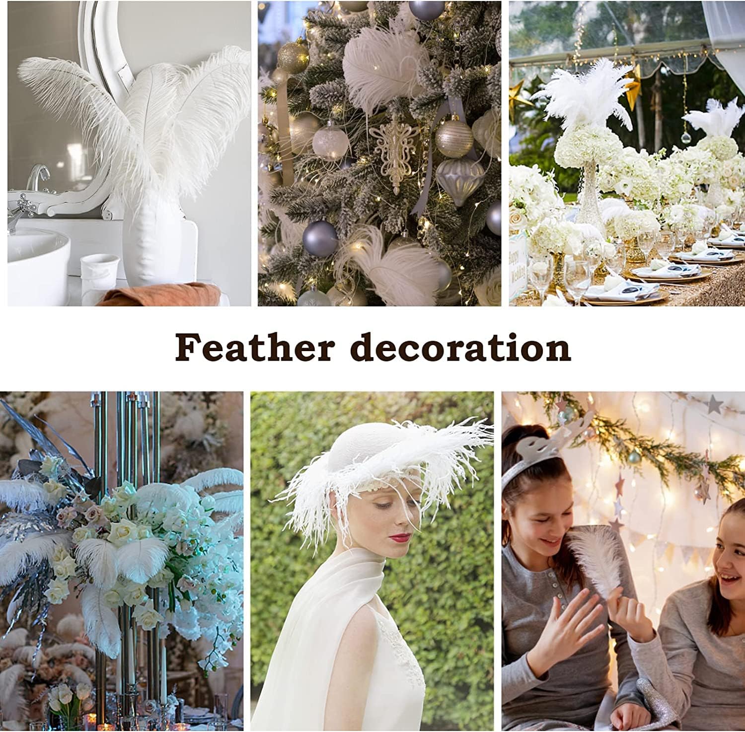 NEWONG 30pcs Blue Green Ostrich Feathers Natural Bulk 11-14inch(28-35cm) Vase Craft Wedding Home Party Centerpieces Christmas Day Decoration